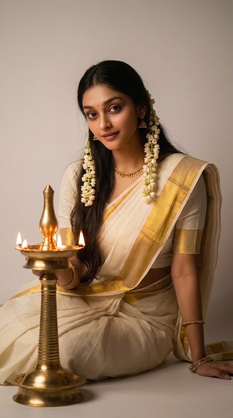Onam AI Photo Prompt Kerala Saree