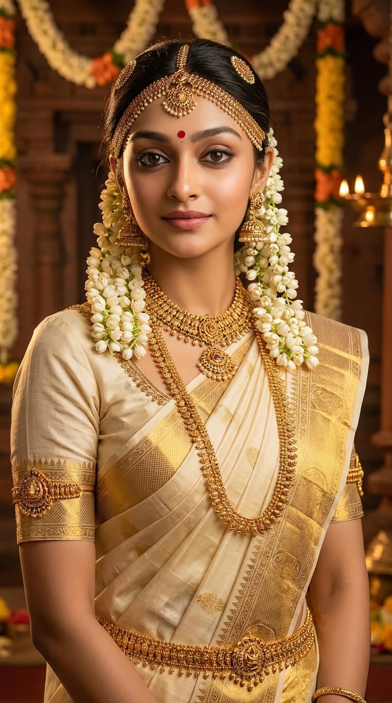 Kerala Bridal Temple Jewelry AI Prompt