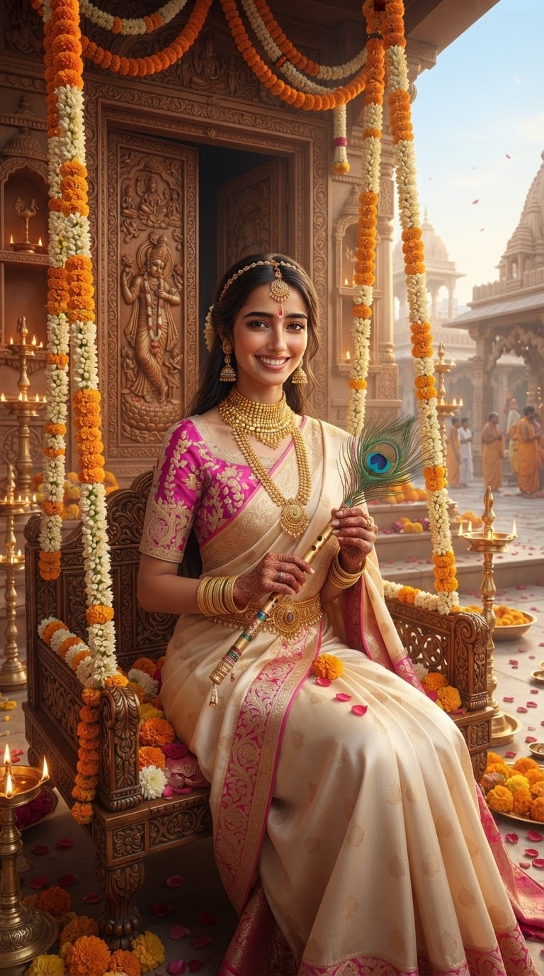 Vrindavan Temple Krishna AI Photo Prompt