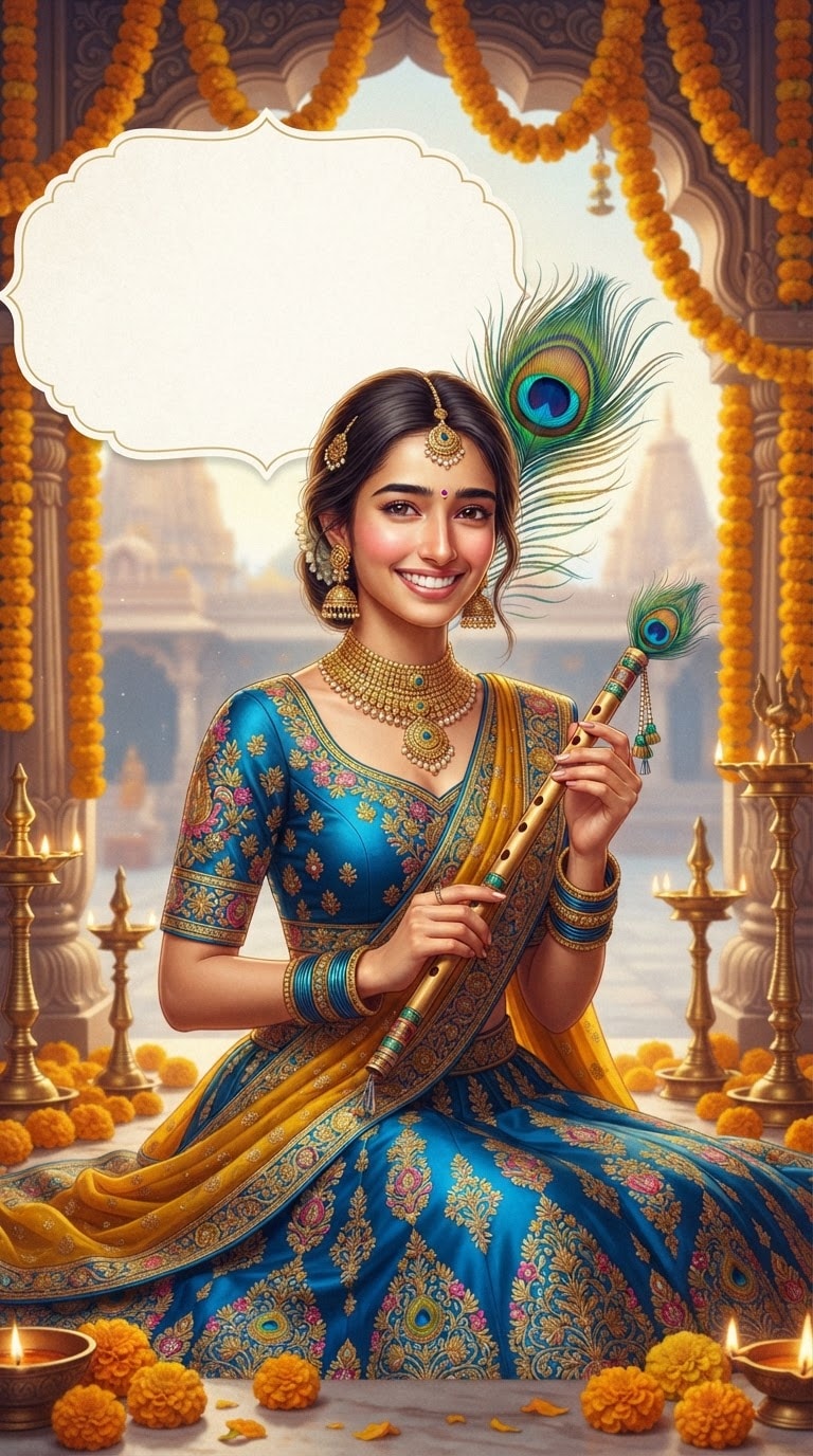 Happy Janmashtami Poster AI Photo Prompt