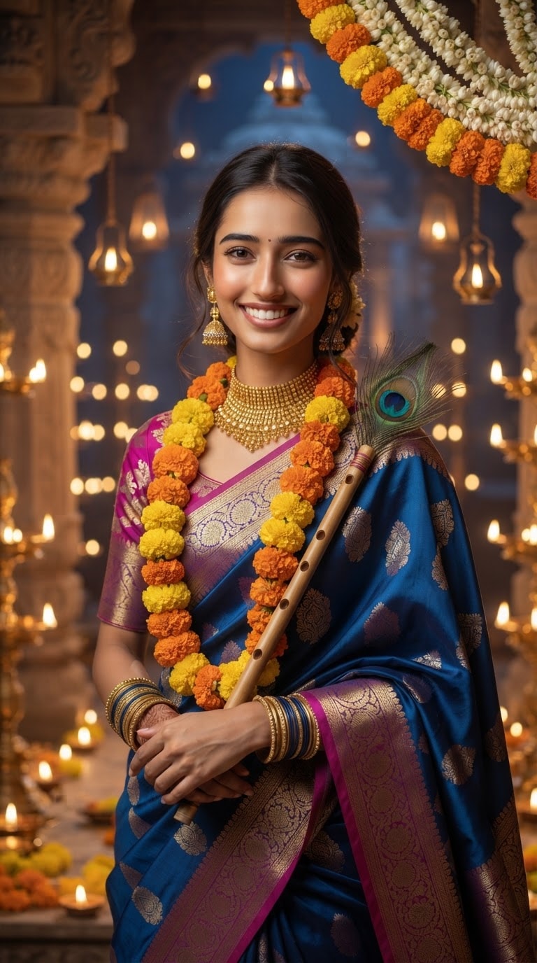 Happy Janmashtami AI Portrait with Flute