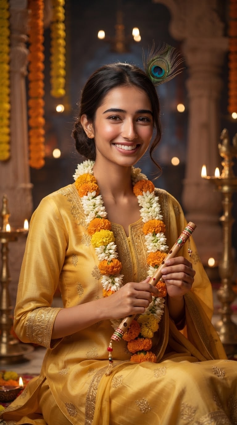 Vrindavan Temple Krishna AI Photo