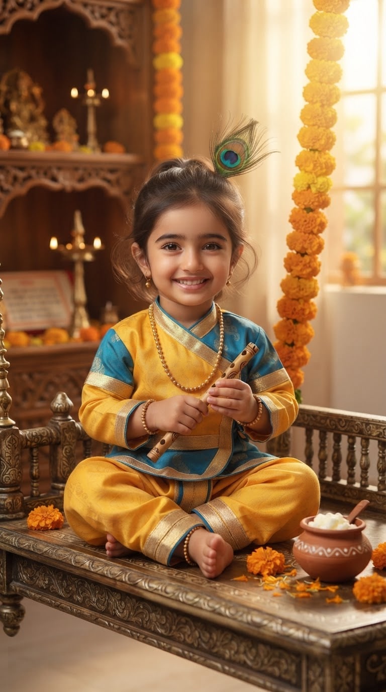 Krishna Janmashtami WhatsApp DP AI Image
