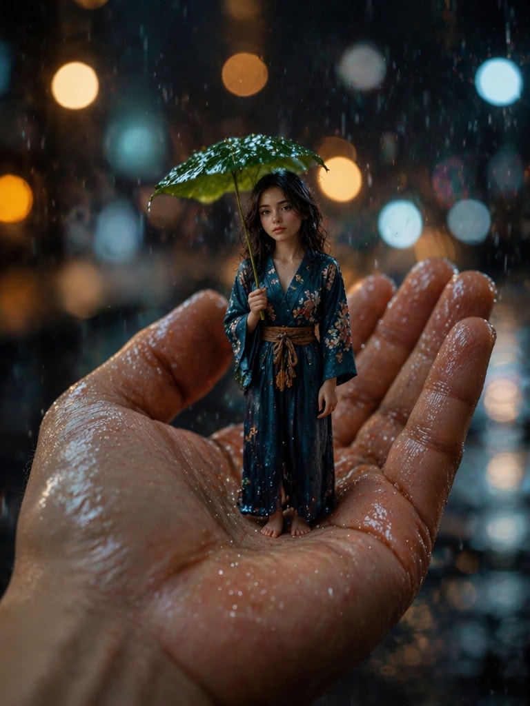 Tiny Rainy Hand Portrait laddu prompt ChatGPT