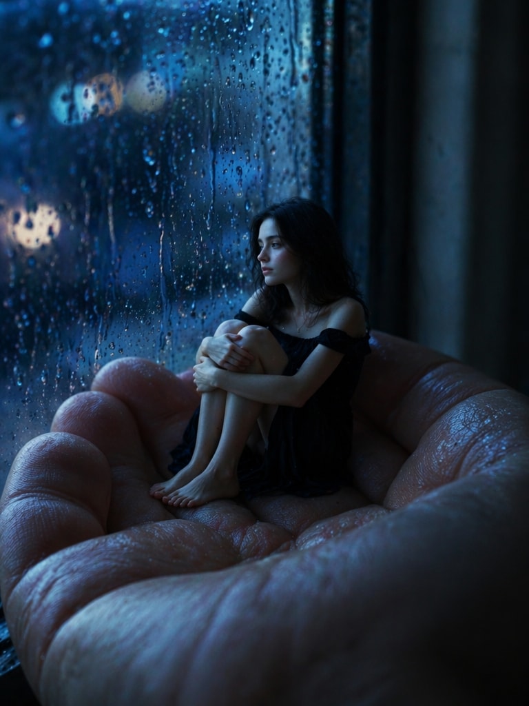 Tiny Rain Window Portrait miniature style AI prompts