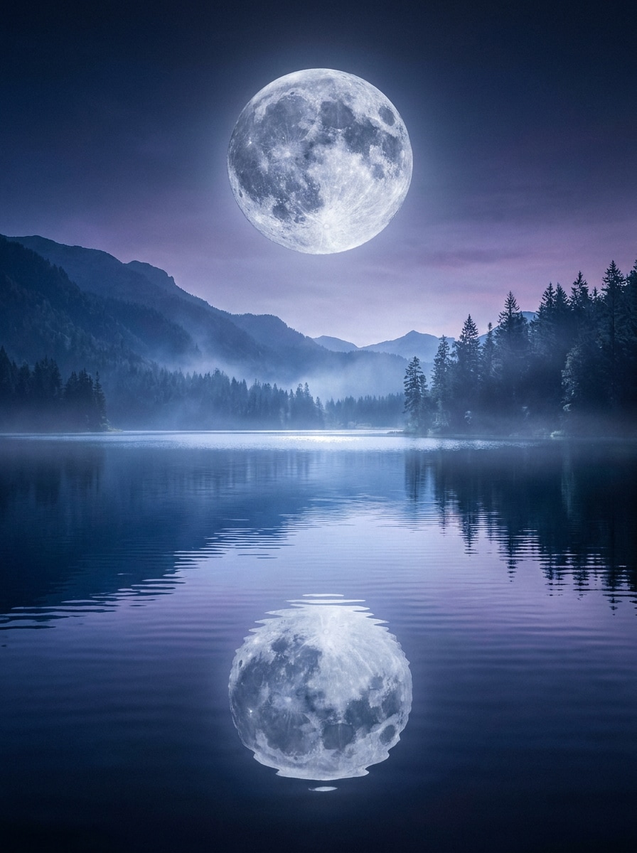 Lake Reflection Moon
