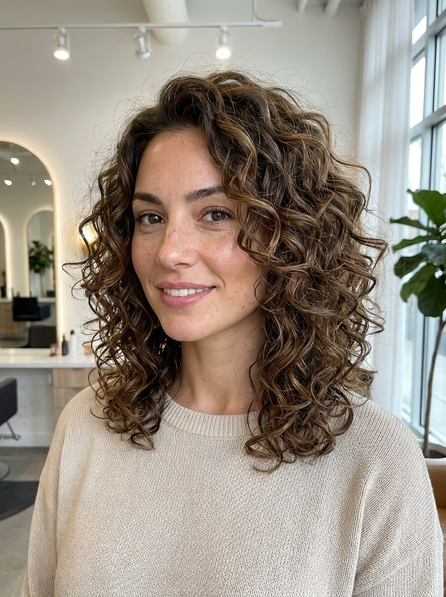 Layered Curly Lob