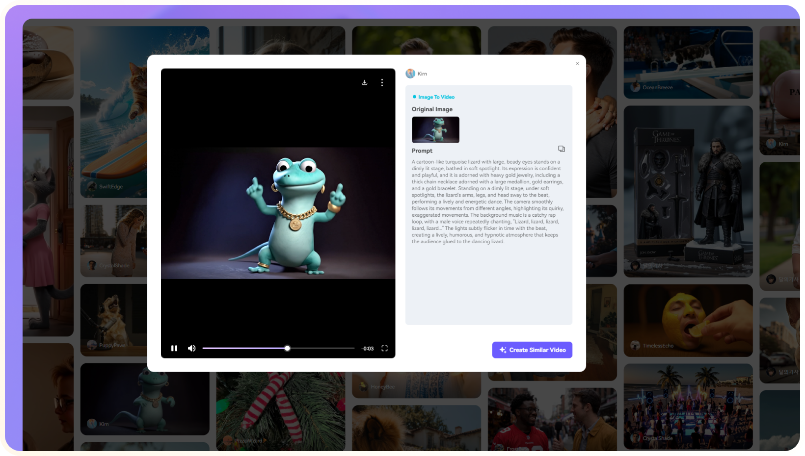 Go to Media.io Lizard Meme Effect