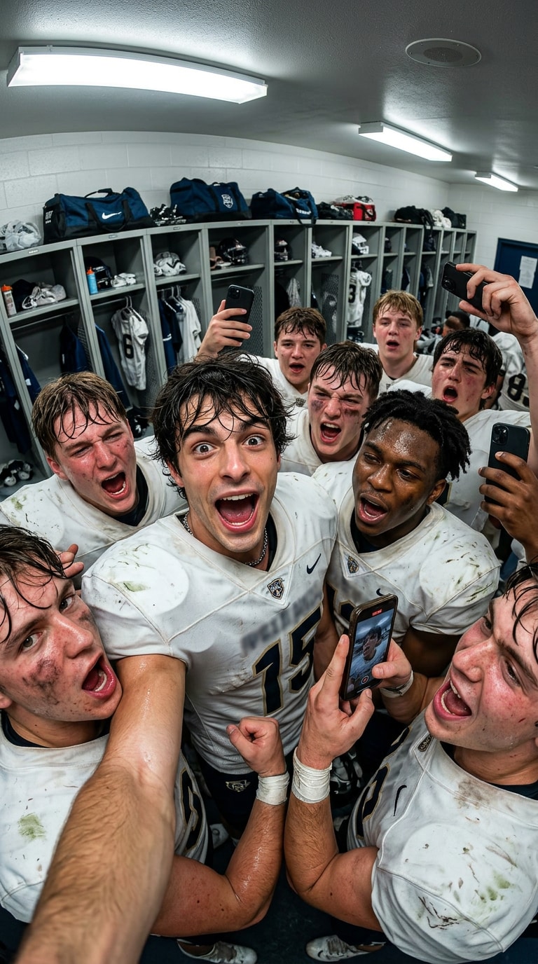 Football fan crowd selfie prompt