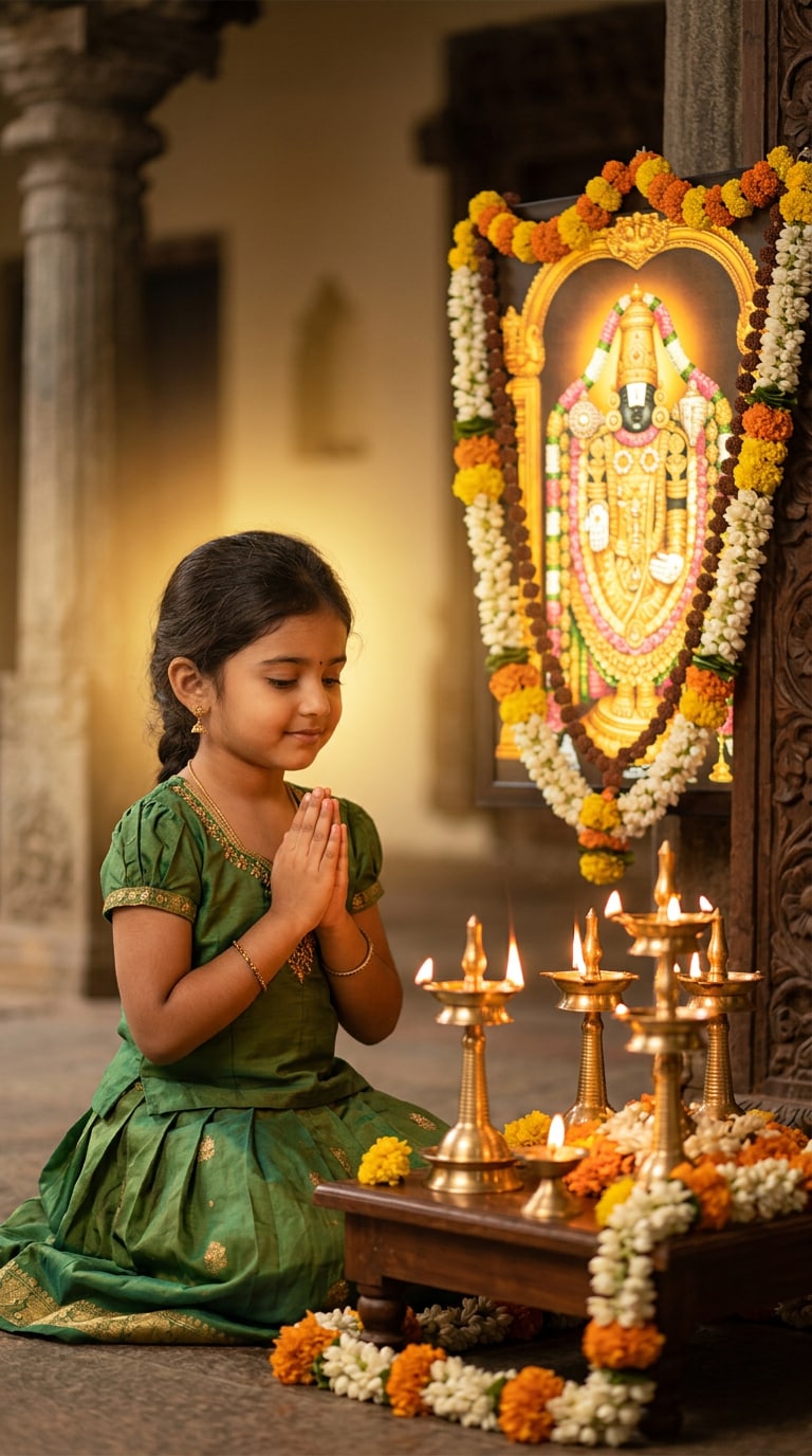 Child Praying to Lord Balaji Prompt