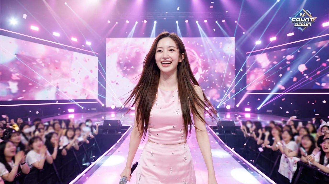 K-pop Idol Pastel Dream Stage Exit - viral M Countdown broadcast screenshot