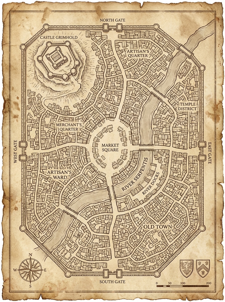 Medieval Parchment Map