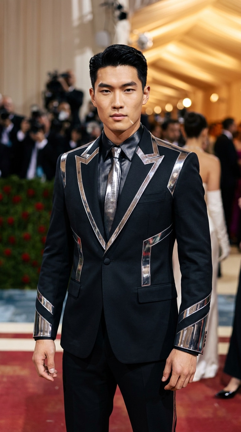 Male Celebrity Gala Look - Met Gala futuristic tailored tuxedo editorial