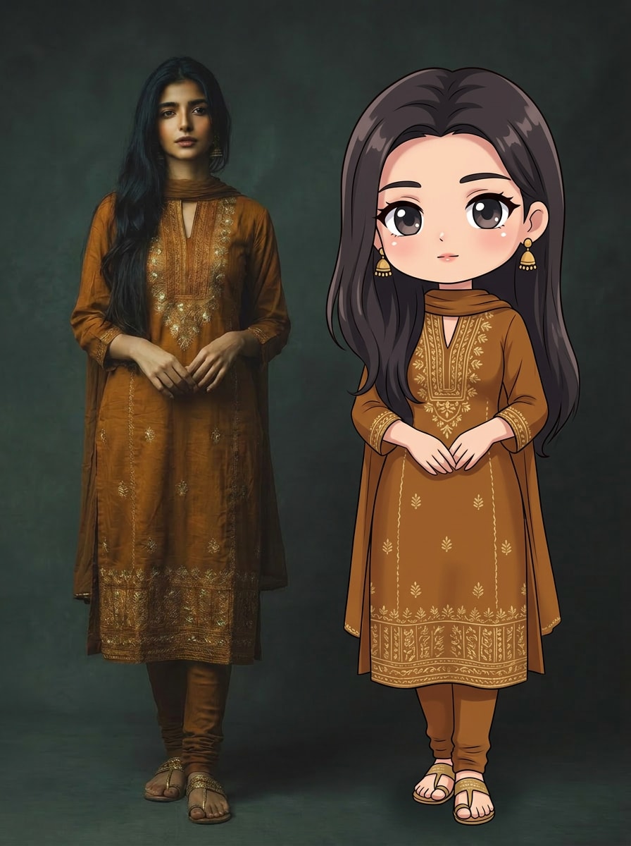 Identical Outfit Mini Me Cartoon Mini Me AI Avatar Prompt