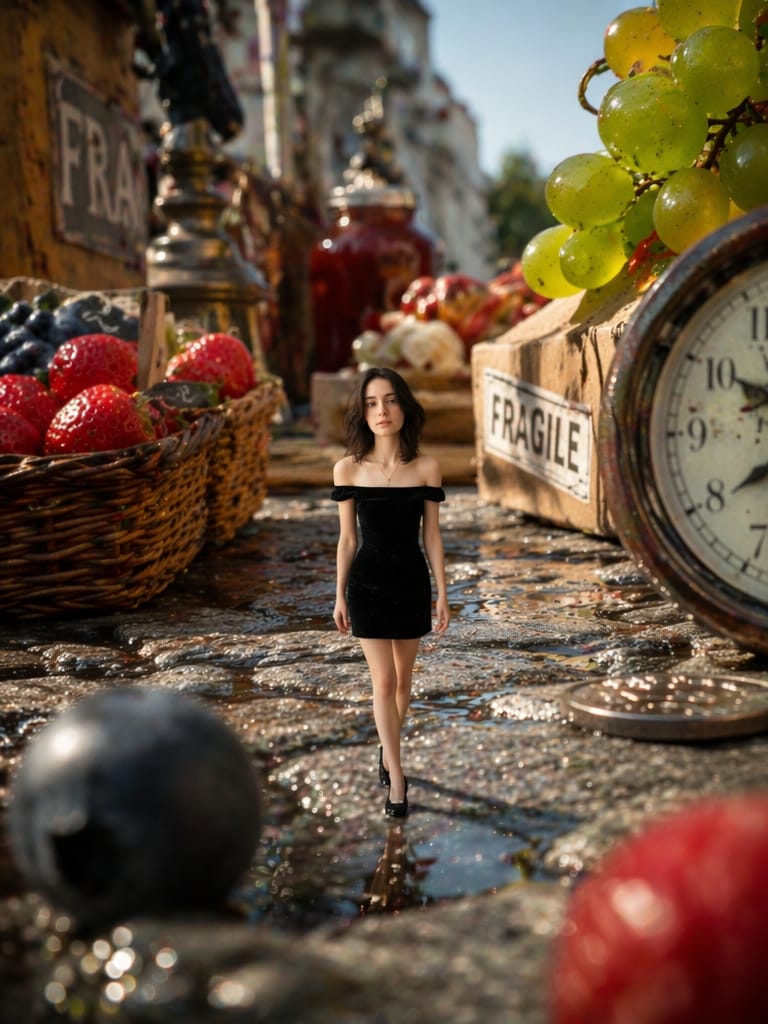 Miniature Street Market Scene miniature AI photo editing prompt