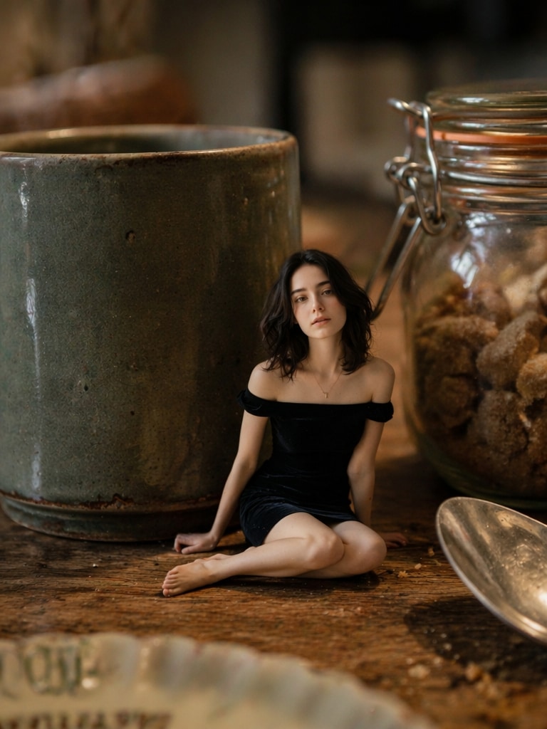 Tiny Human in Coffee Table Scene miniature AI photo editing prompt