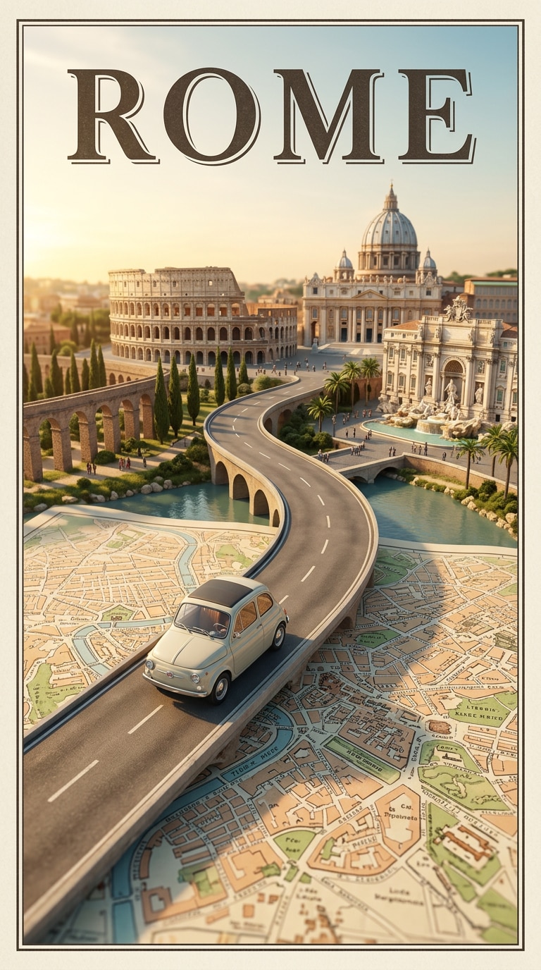 Bicycle city map poster AI prompt