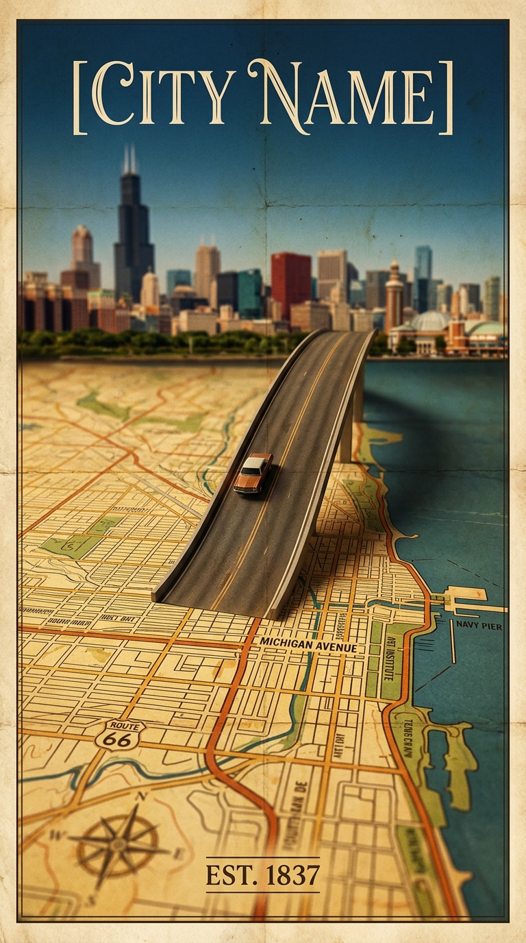 London double-decker bus map poster prompt