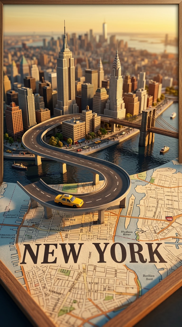 Vintage map road poster prompt