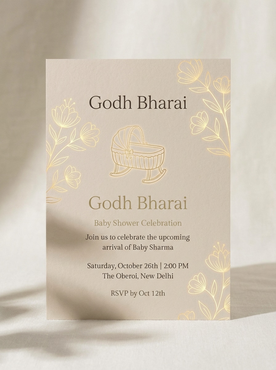 Beige Minimal Indian Invite