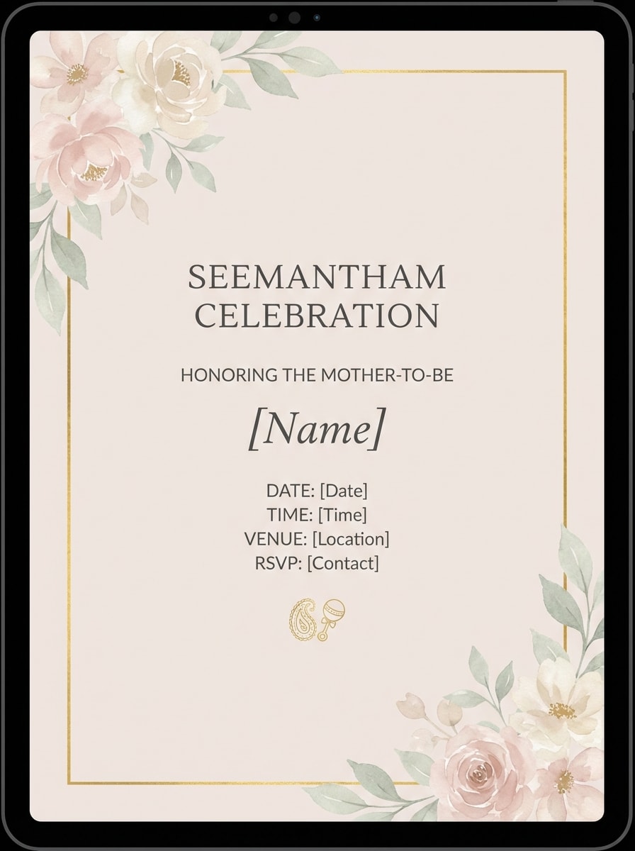 Minimal Floral Baby Shower Invite