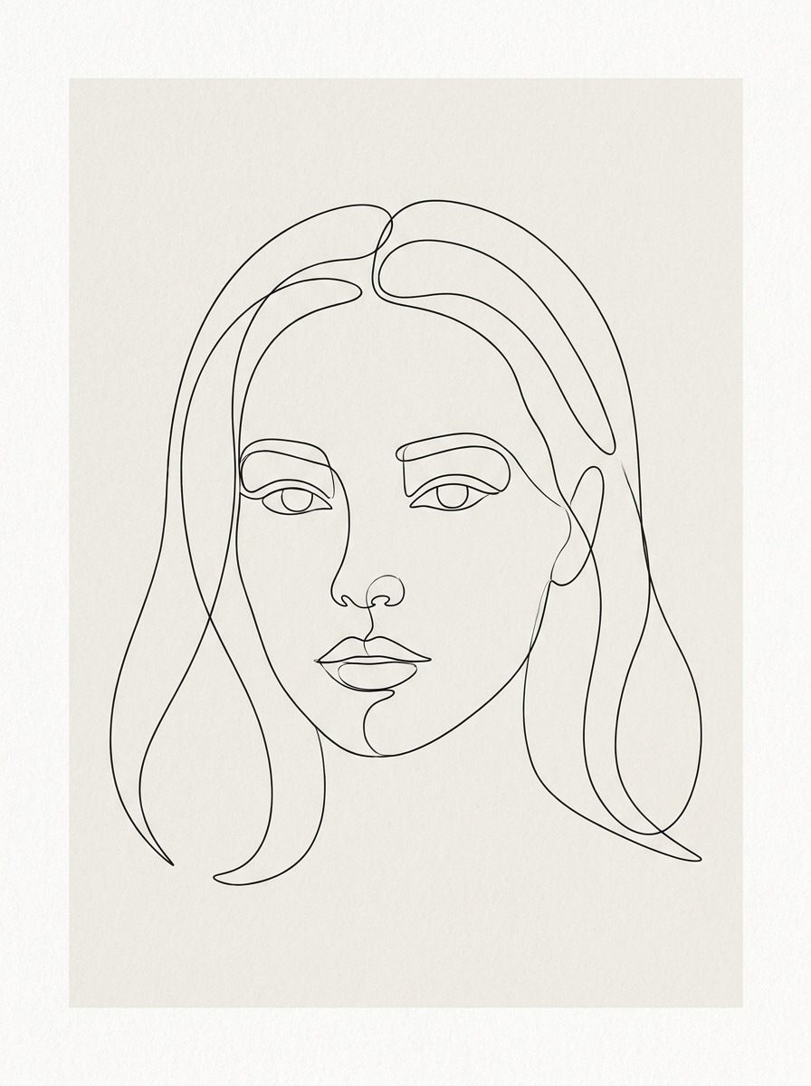 Minimal Line Art Face