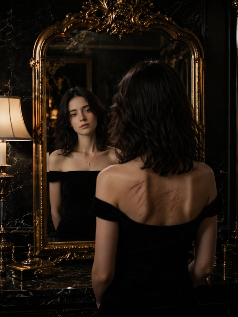 Luxury Hotel Noir Mirror Contrast AI Photo prompt
