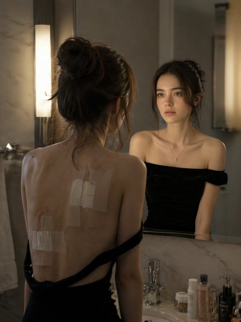 Cinematic Mirror Contrast AI Photo with mirror vs reality effect