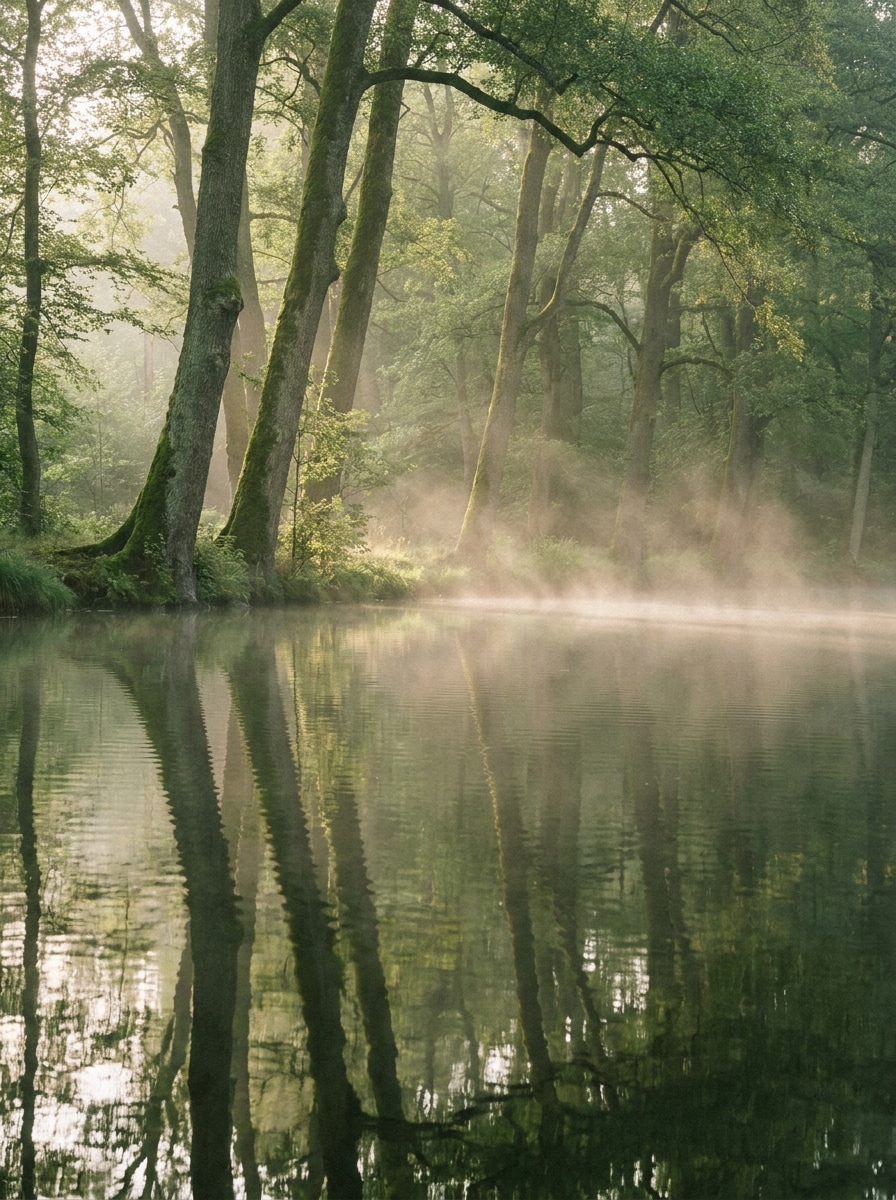 Misty Forest Lake