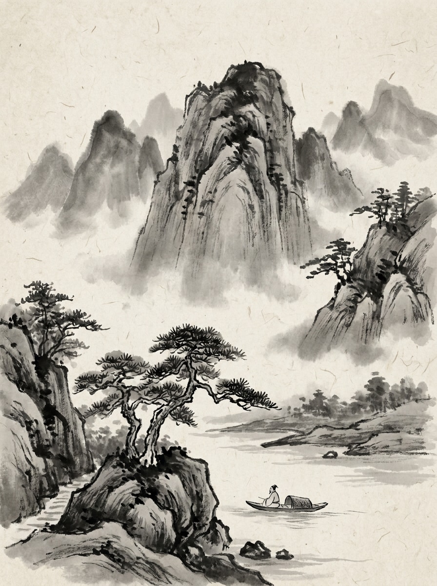 Misty Mountain Sumi-e