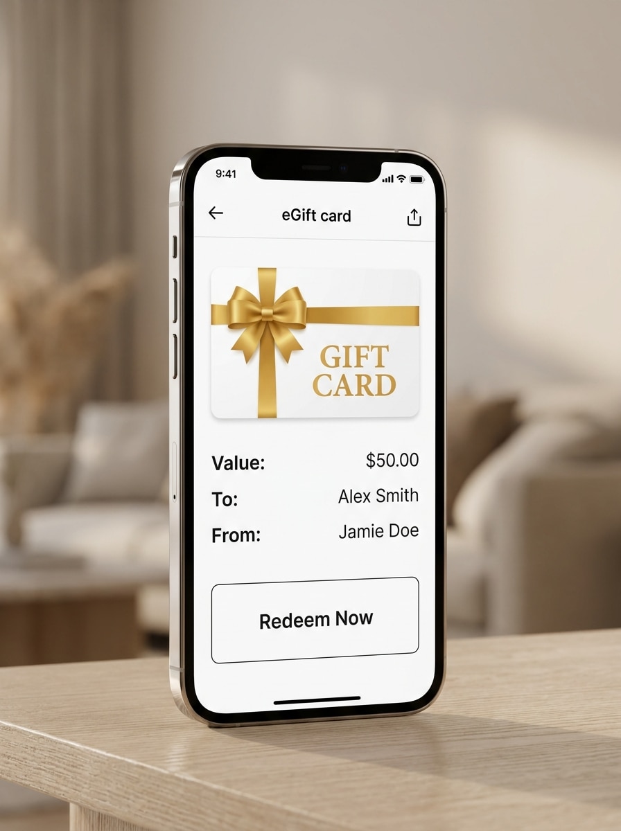 Mobile eGift Card Screen