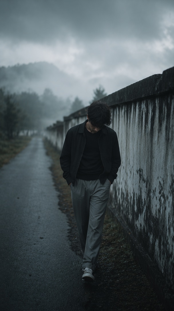 dark cloudy moody aesthetic AI photo result