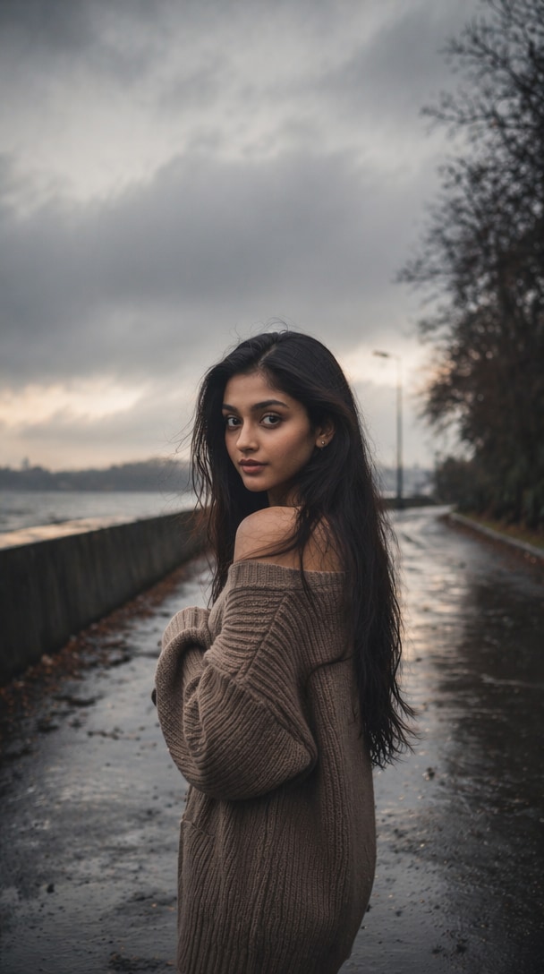 Rainy Day Minimalism ChatGPT photo editing prompt for girl