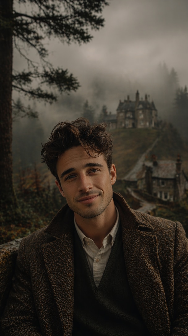 Dark Academia Landscape ChatGPT photo editing prompt for boy