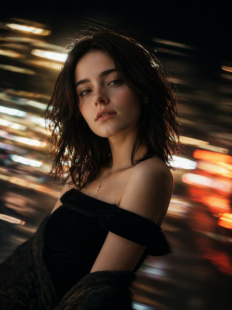Long exposure fashion motion blur prompt