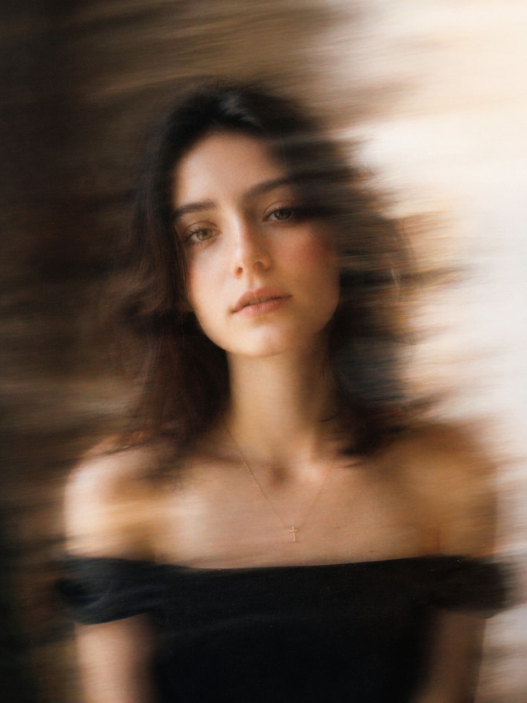 Painterly motion blur portrait prompt