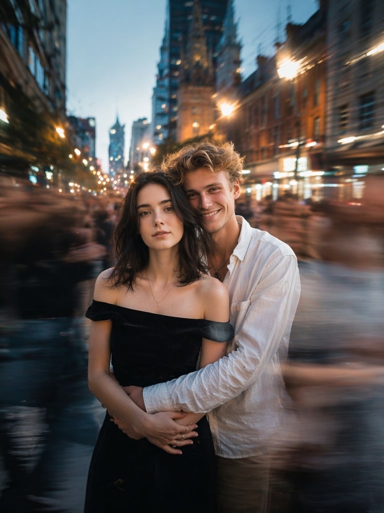 Motion blur couple portrait prompt