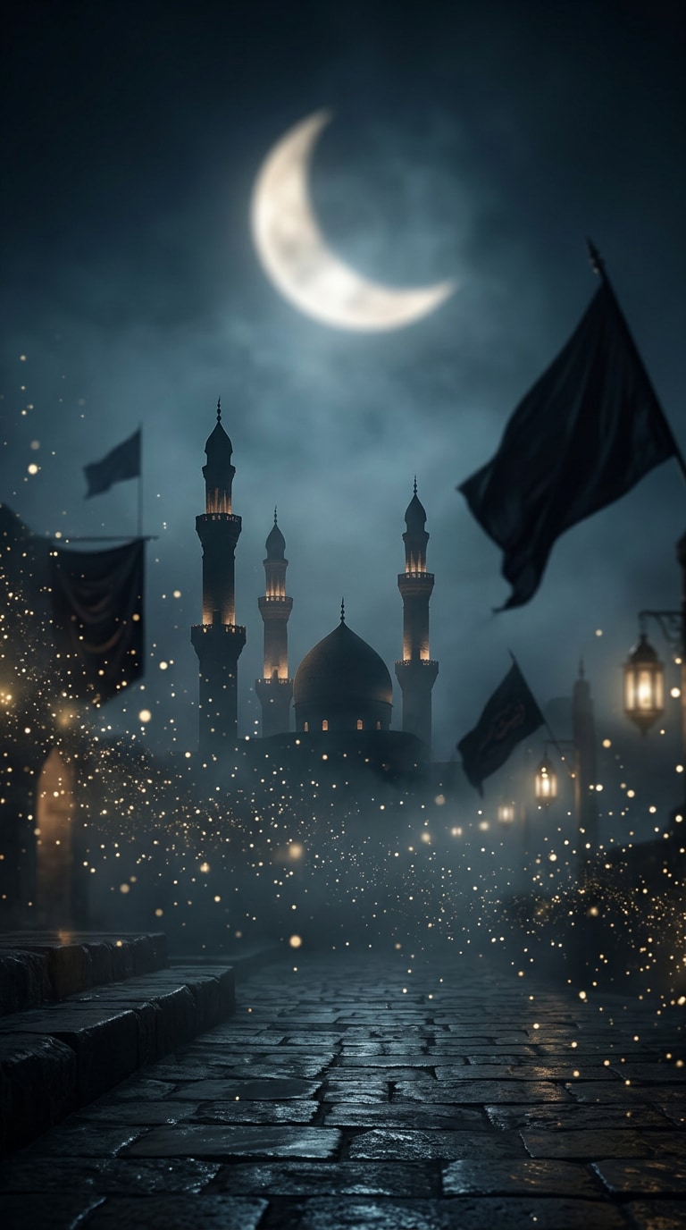 Crescent Moon Muharram AI Background
