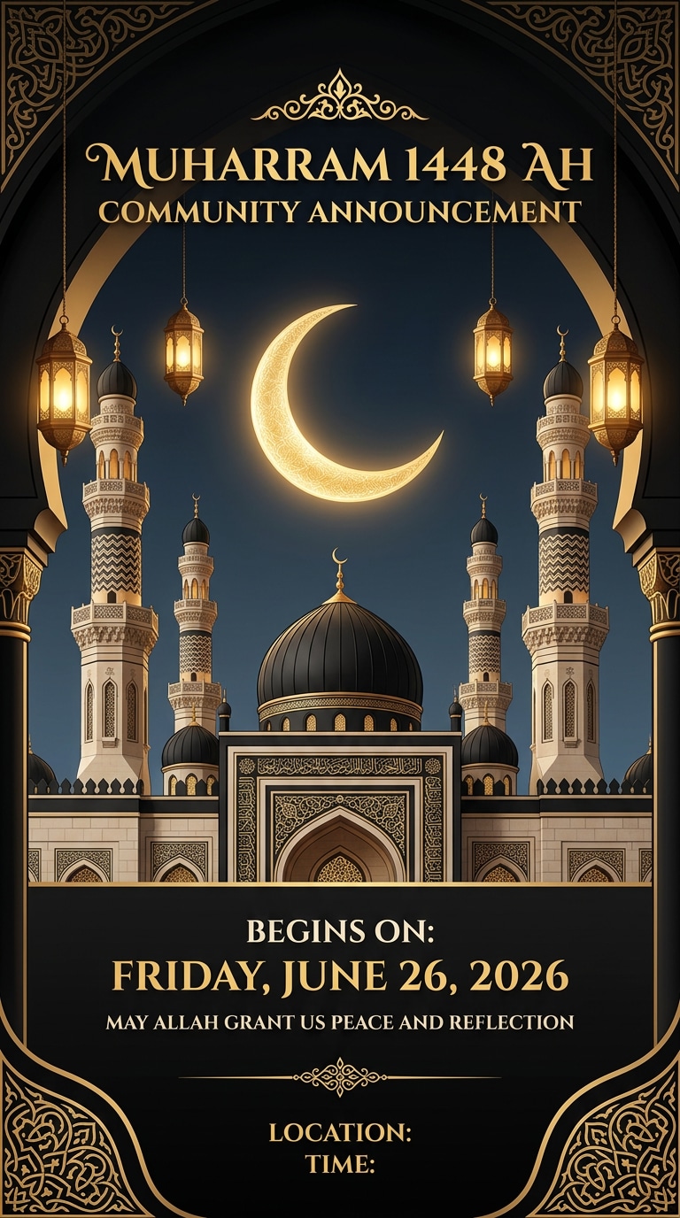 Muharram 2026 Mosque and Lantern AI Poster