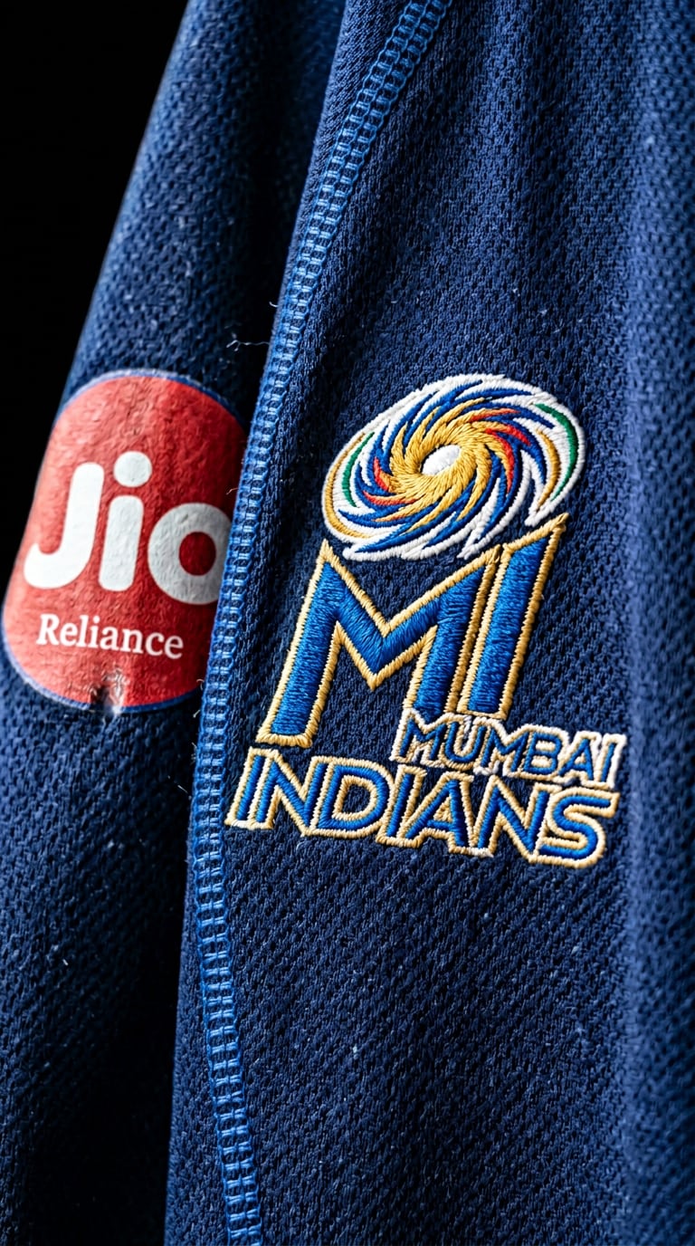 Mumbai Indians Jersey Fabric Macro