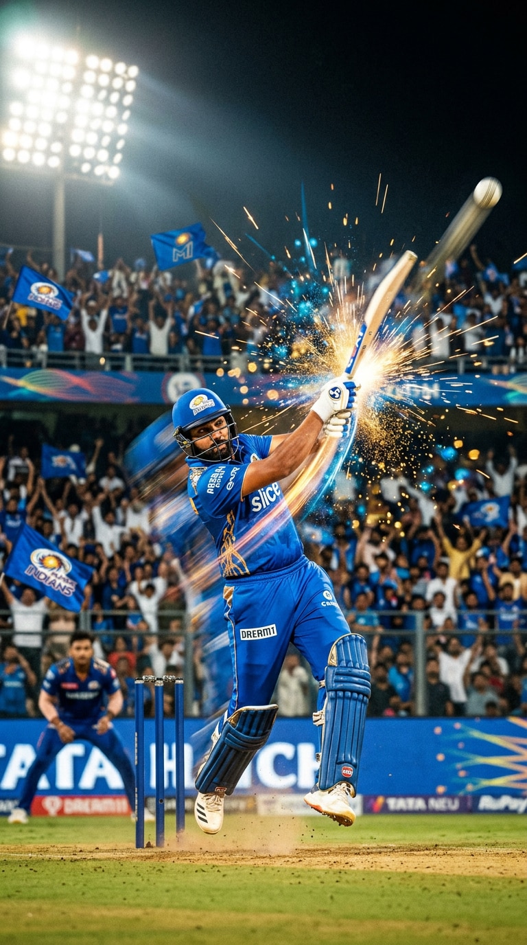 Mumbai Indians Batting Action Shot