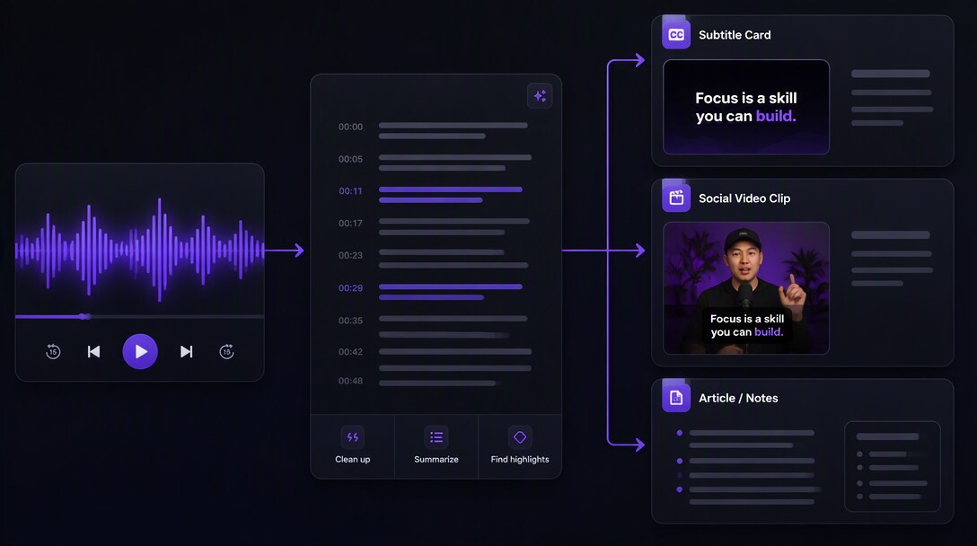 Edit, Repurpose & Publish for Muse Voice Transcribe