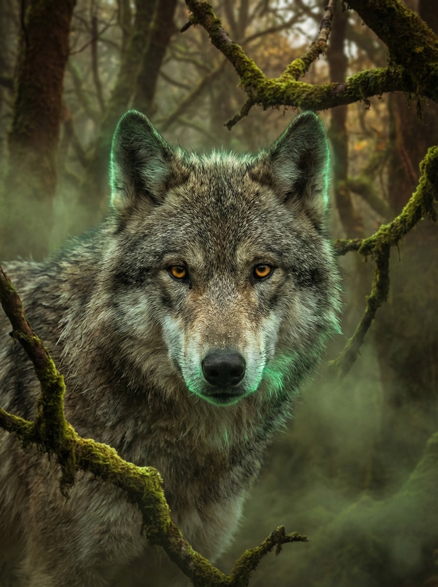 Mystic Forest Wolf Portrait