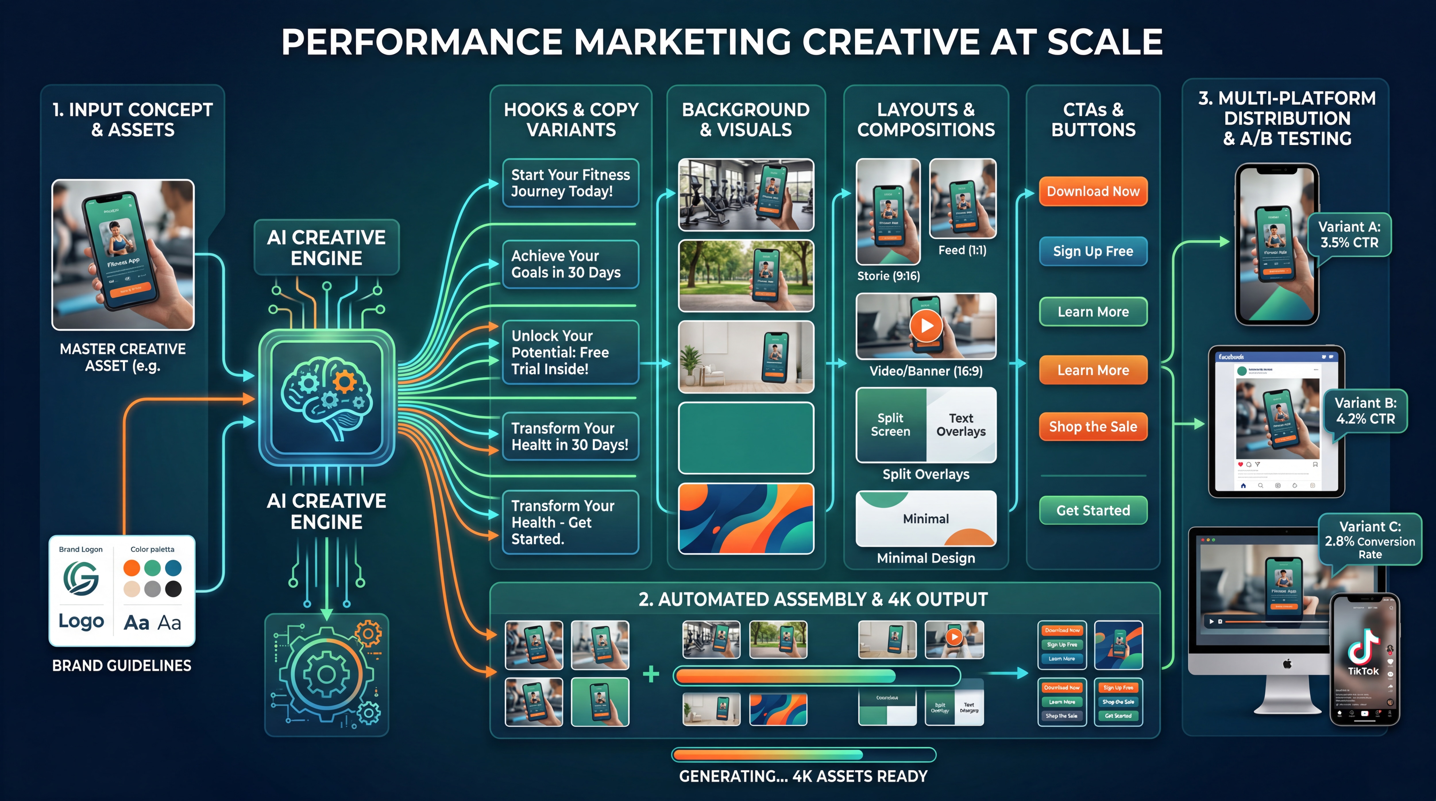 Performance marketing creatives generated with Nano Banana 2 in multiple variations