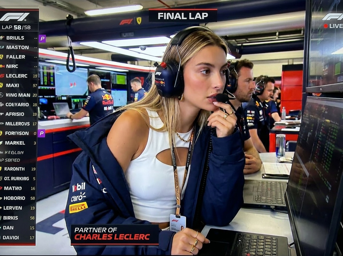 AI F1 live TV garage reaction broadcast screenshot