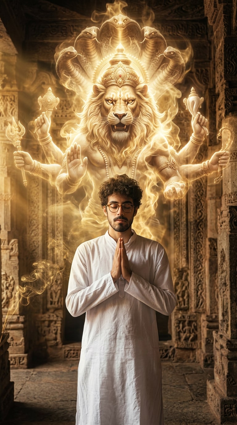 Lord Narasimha AI Poster Design