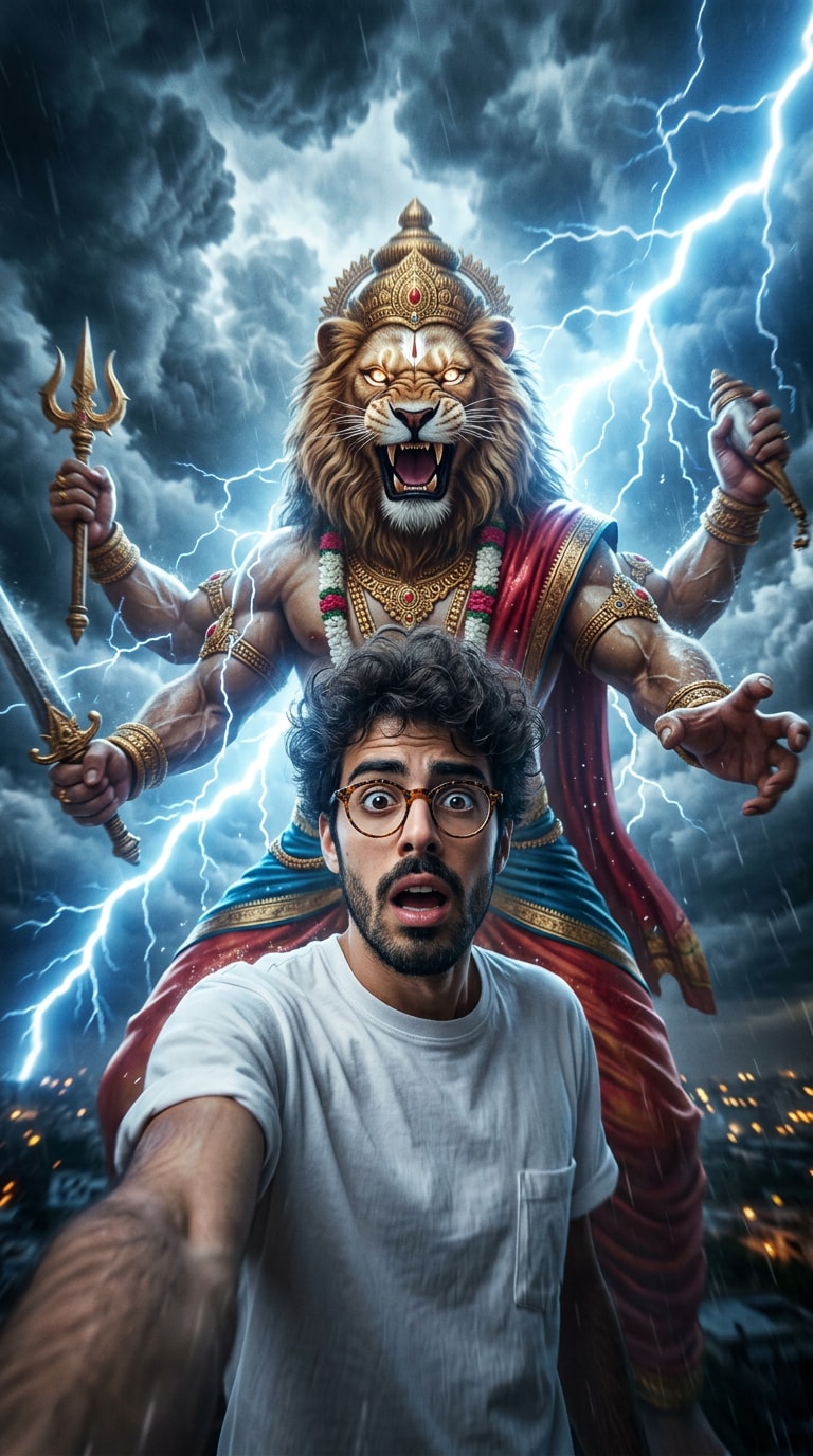 Realistic Narasimha Blessing AI Art