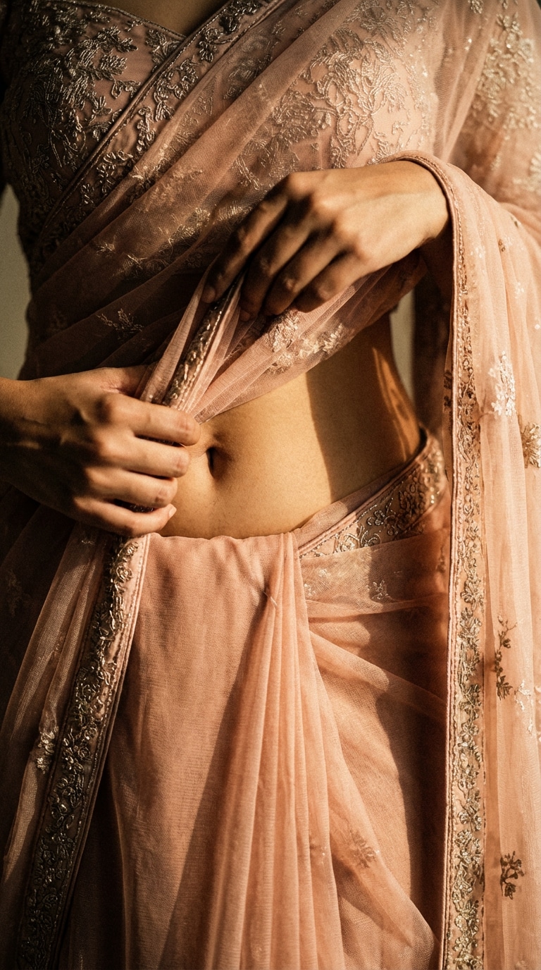 Close-up Saree Draping Detail