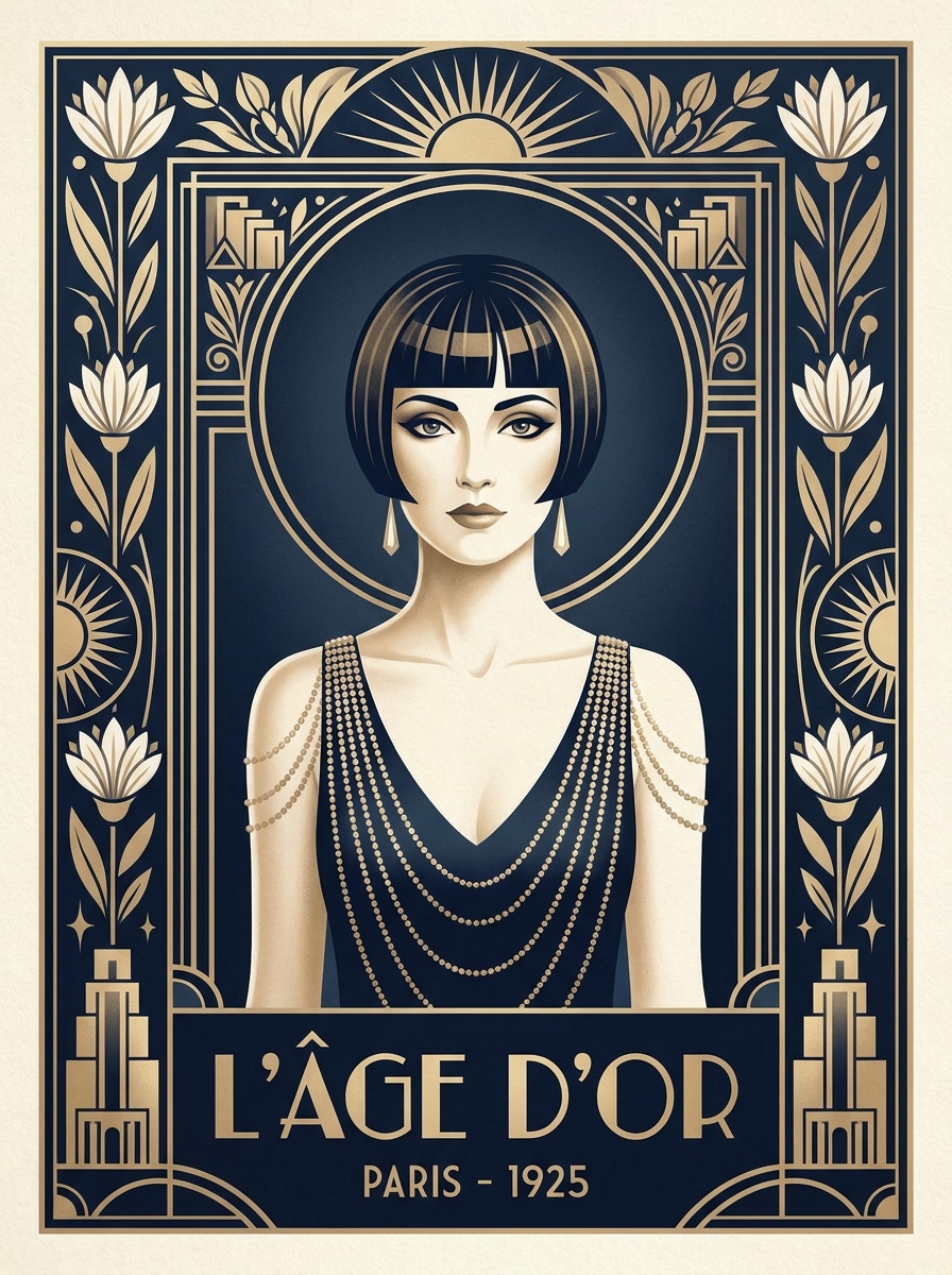Navy and Champagne Deco
