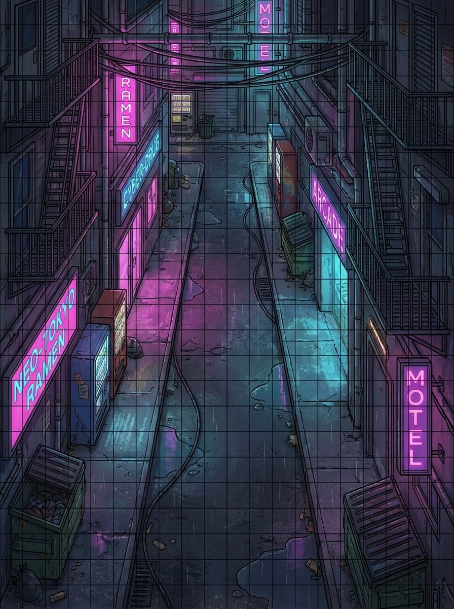 Neon Alley Battlemap
